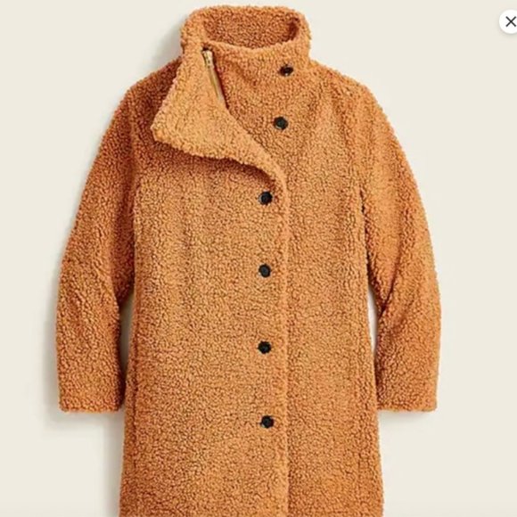 J Crew Villa Coat in Teddy Sherpa Brown Size 00 NWT $248 BD166 - Picture 2 of 11